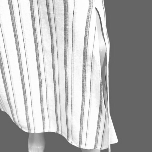 Soft Flowy Striped Linen Curvy Sized Coastal Semi-Maxi Skirt| Sz. XXL - Picture 3 of 9